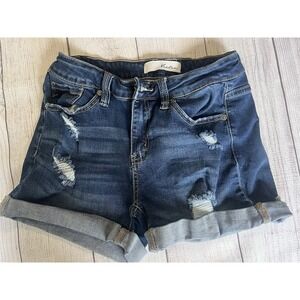 KanCan Women's Distressed Denim Shorts Size 26 Rolled Hem Excellent Condition